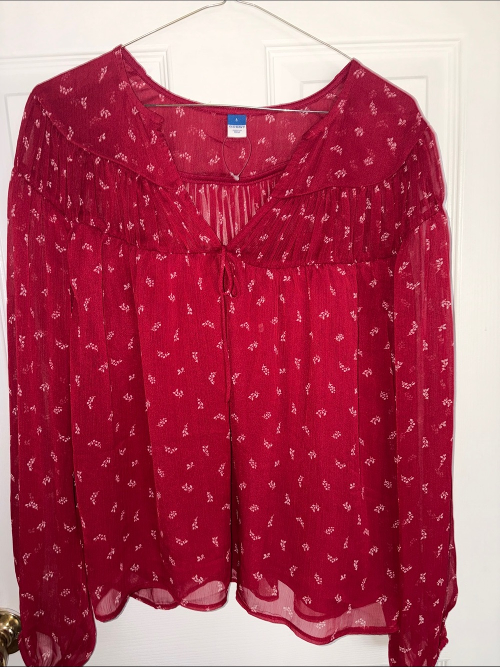Old Navy Red Floral Peasant Blouse